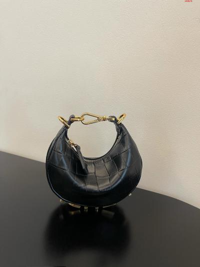 ミニ牛革アボカド柄FEND 1 praphy脇パック三日月形が特徴定番金属大Logo[FEND 1]バッグの底に飾るバッグの輪郭
